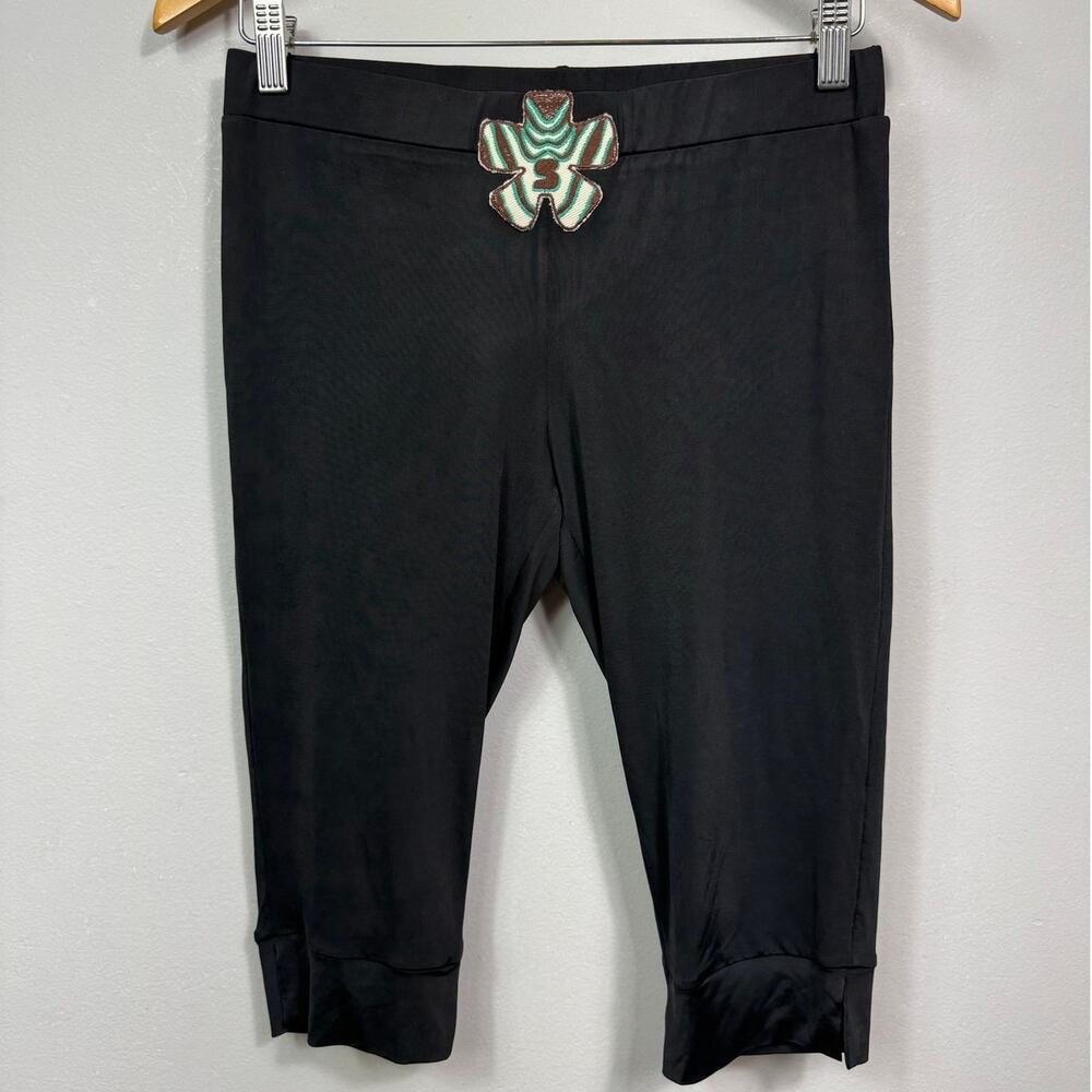 New SIEDRES Tali Logo Detail Cropped Jersey Leggings in Black Women's Size M - Picture 3 of 8